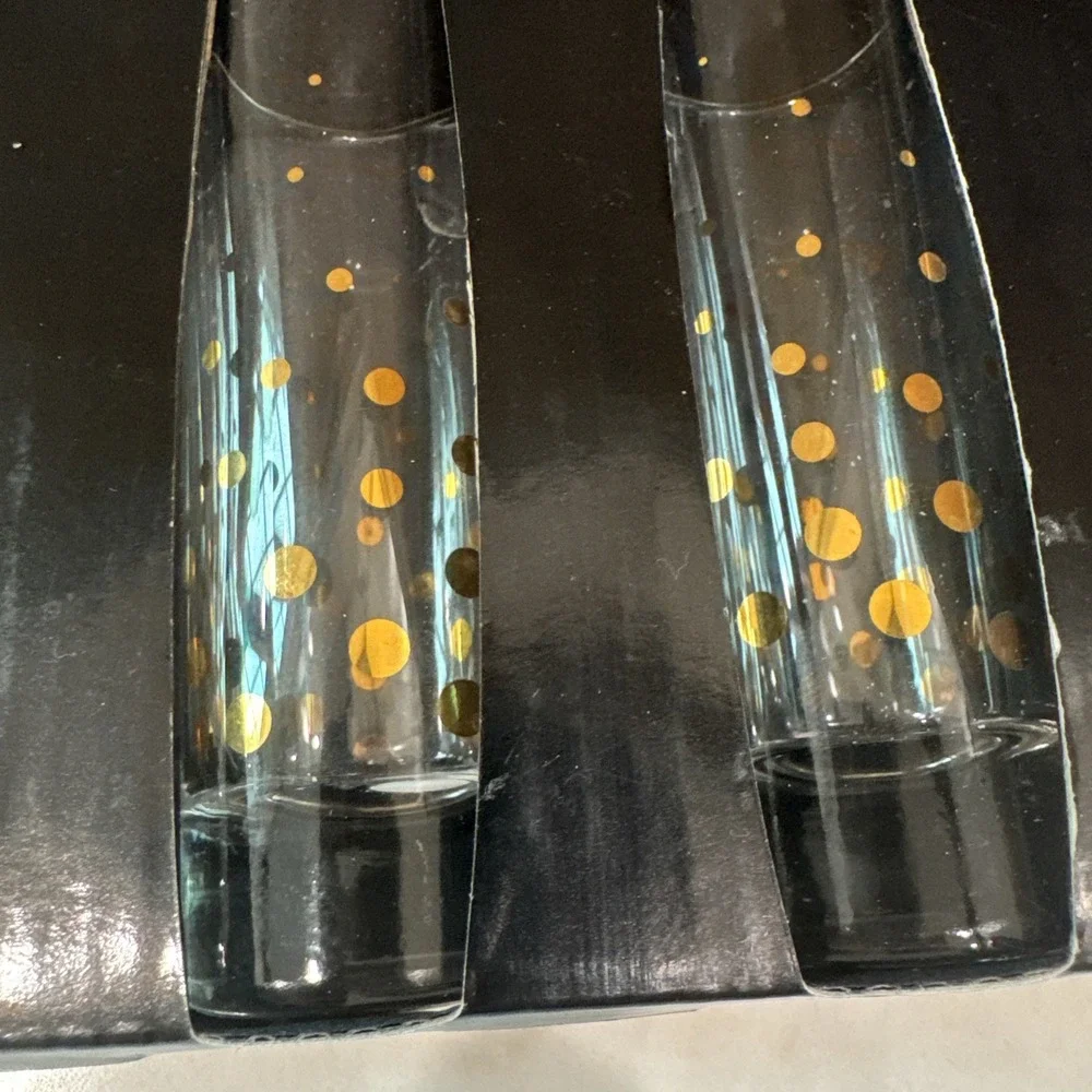 TABLA Home Set of 4‎ Tall Shooters clear w/ Gold Dots NEW IN BOX